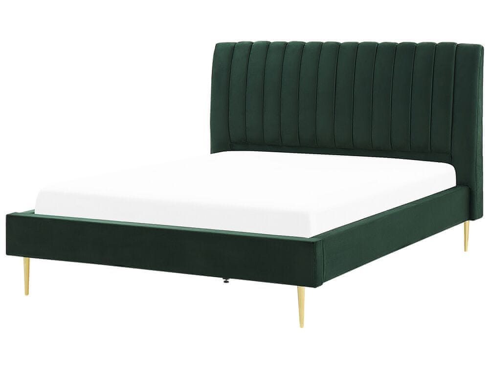 Beliani Zamatová posteľ 180 x 200 cm zelená MARVILLE